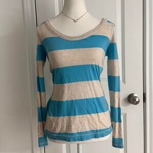 Old Navy Size XS True To Size Fitted Neck Striped Vintage Long Sleeve Light